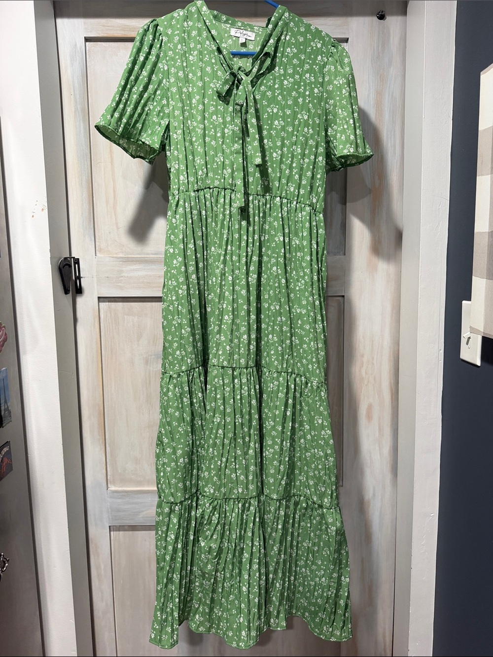 Polagram Green Floral Tie-Front Tiered Maxi Dress - Picture 2 of 6
